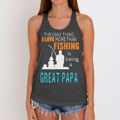 More Than Love Fishing Great Papa Special Great Grandpa Women's Knotted Racerback Tank
