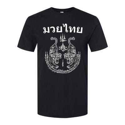 Muay Thai Language Sak Yant Art Tattoo Twin Tiger Kickboxing Softstyle CVC T-Shirt