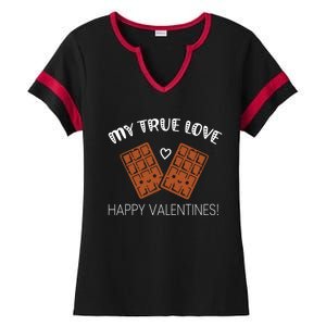 My True Love Happy Valentines Day Funny Chocolate Bar Lover Gift Ladies Halftime Notch Neck Tee