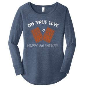 My True Love Happy Valentines Day Funny Chocolate Bar Lover Gift Women's Perfect Tri Tunic Long Sleeve Shirt