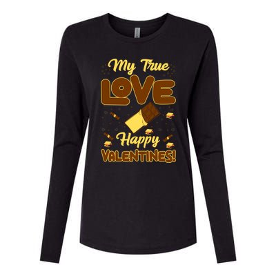 My True Love Happy Valentines Day Funny Chocolate Bar Lover Gift Womens Cotton Relaxed Long Sleeve T-Shirt