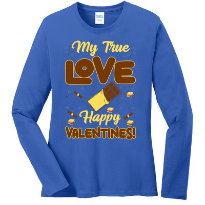 My True Love Happy Valentines Day Funny Chocolate Bar Lover Gift Ladies Long Sleeve Shirt