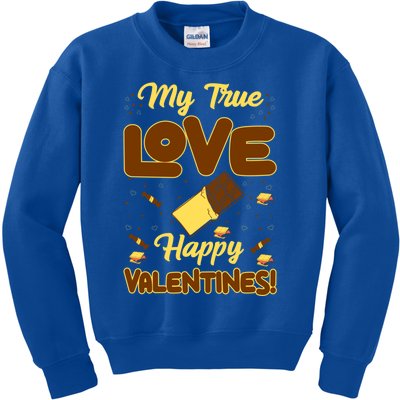 My True Love Happy Valentines Day Funny Chocolate Bar Lover Gift Kids Sweatshirt