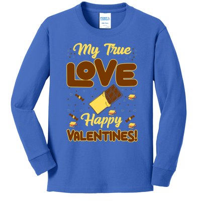 My True Love Happy Valentines Day Funny Chocolate Bar Lover Gift Kids Long Sleeve Shirt