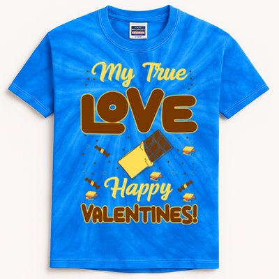 My True Love Happy Valentines Day Funny Chocolate Bar Lover Gift Kids Tie-Dye T-Shirt