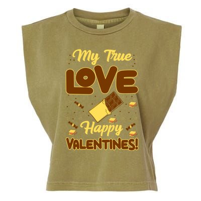 My True Love Happy Valentines Day Funny Chocolate Bar Lover Gift Garment-Dyed Women's Muscle Tee