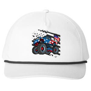 Monster Truck Lover American Flag Racing USA Patriotic Snapback Five-Panel Rope Hat