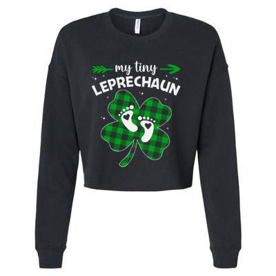 My Tiny Leprechaun Cute Pregnancy Announcement St Patricks Day Cropped Pullover Crew