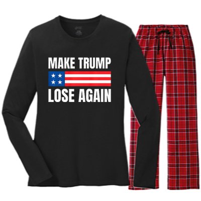 Make Trump Lose Again Election 2024 Premium Women's Long Sleeve Flannel Pajama Set 