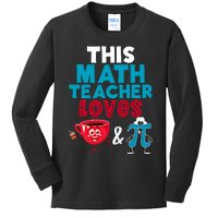 Math Teacher Loves Coffee And Pi Happy Pi Day Math Lover Cool Gift Kids Long Sleeve Shirt