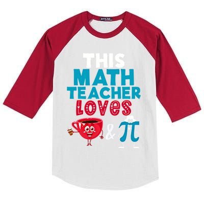 Math Teacher Loves Coffee And Pi Happy Pi Day Math Lover Cool Gift Kids Colorblock Raglan Jersey