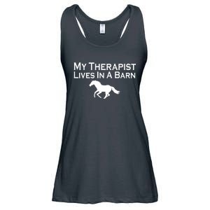 My Therapist Lives In A Barn Horse Lover Ladies Essential Flowy Tank