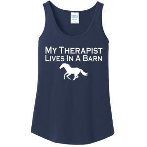 My Therapist Lives In A Barn Horse Lover Ladies Essential Tank