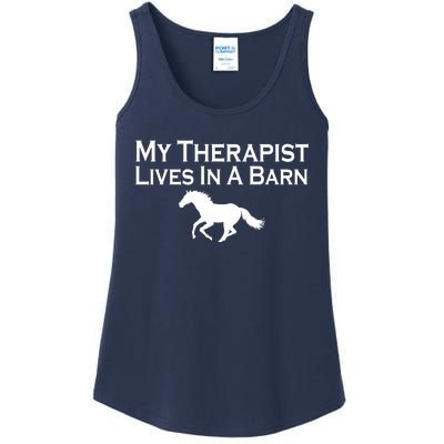 My Therapist Lives In A Barn Horse Lover Ladies Essential Tank