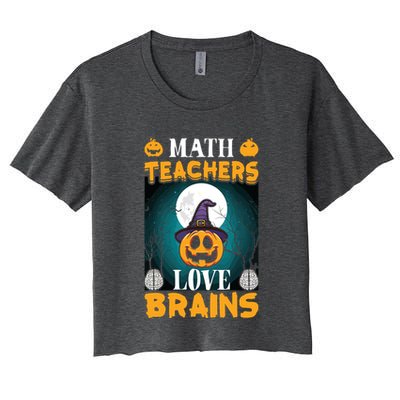 Math Teachers Love Brains Funny Halloween Math Teacher Crop Top