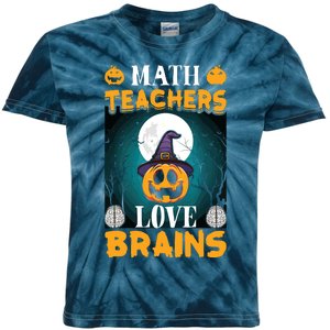 Math Teachers Love Brains Funny Halloween Math Teacher Kids Tie-Dye T-Shirt