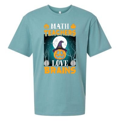 Math Teachers Love Brains Funny Halloween Math Teacher Sueded Cloud Jersey T-Shirt