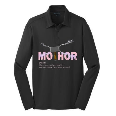 Mo Thor Like Mom Just Way Mightier Funny Mothers Day Silk Touch Performance Long Sleeve Polo