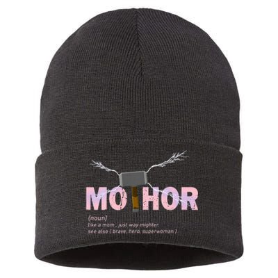 Mo Thor Like Mom Just Way Mightier Funny Mothers Day Sustainable Knit Beanie