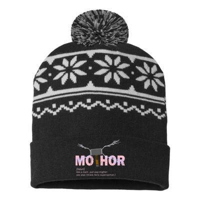 Mo Thor Like Mom Just Way Mightier Funny Mothers Day USA-Made Snowflake Beanie