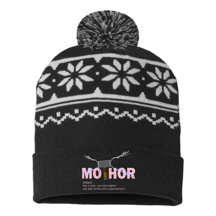 Mo Thor Like Mom Just Way Mightier Funny Mothers Day USA-Made Snowflake Beanie