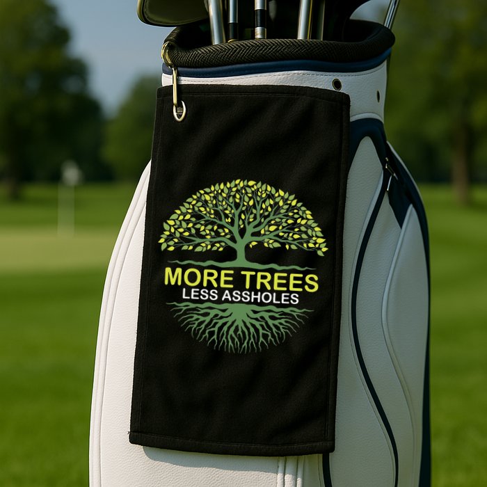 More Trees Less Assholes Environmentalist Earth Advocate Golf Towel