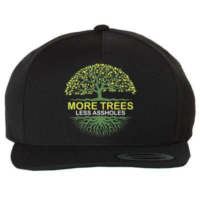 More Trees Less Assholes Environmentalist Earth Advocate Wool Snapback Cap