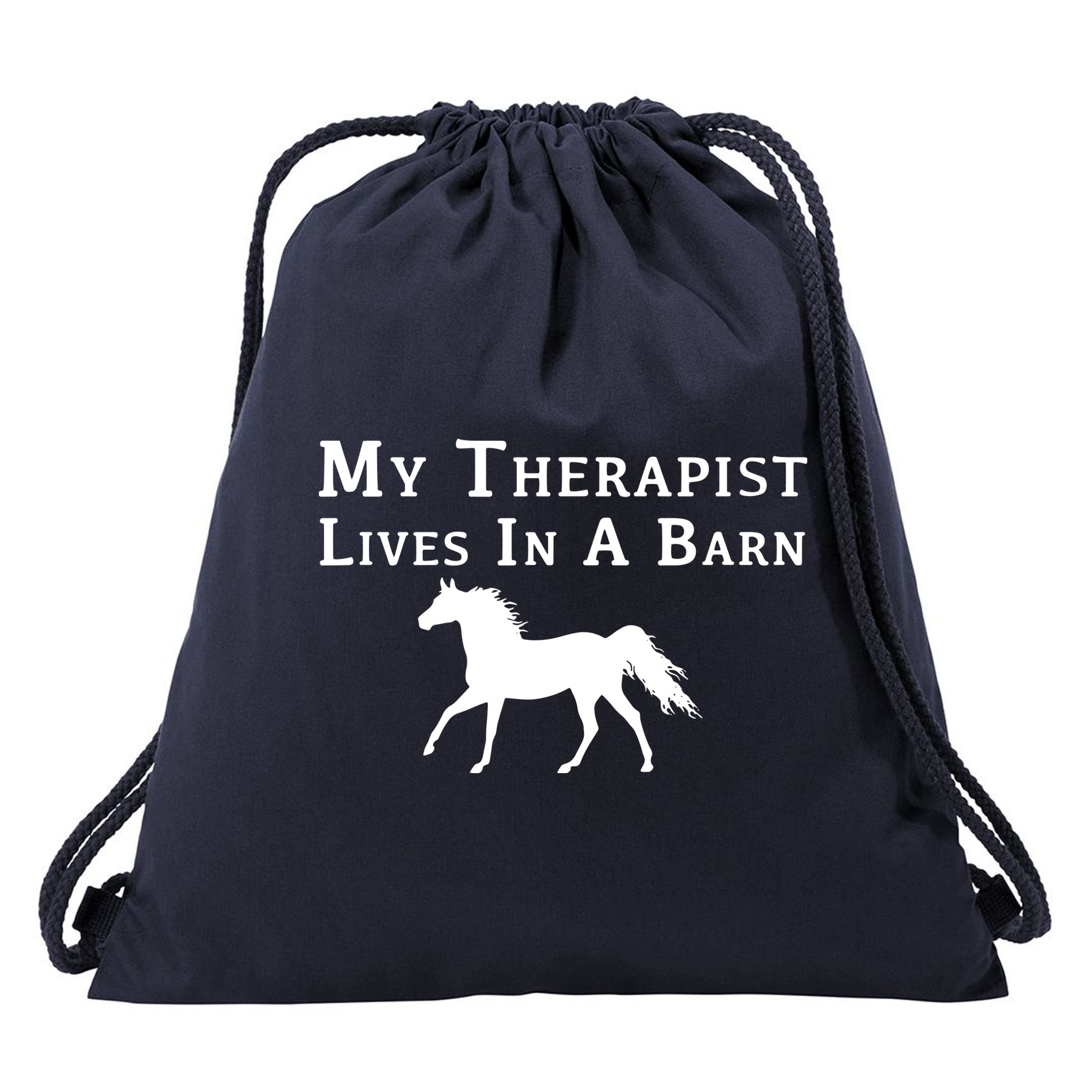 My Therapist Live In A Barn Funny Horse Drawstring Bag