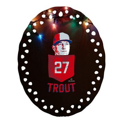 Mike Trout Los Angeles Baseball Pocket Ceramic Oval Ornament