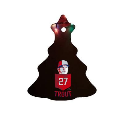 Mike Trout Los Angeles Baseball Pocket Ceramic Tree Ornament