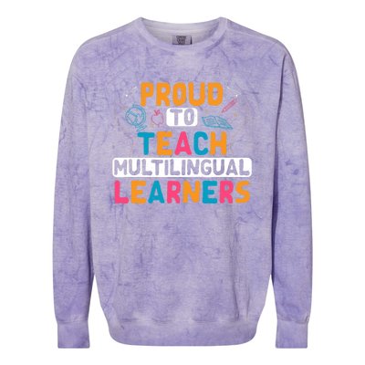 Multilingual Teacher Linguist Language ESL Teaching Colorblast Crewneck Sweatshirt