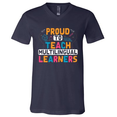 Multilingual Teacher Linguist Language ESL Teaching V-Neck T-Shirt