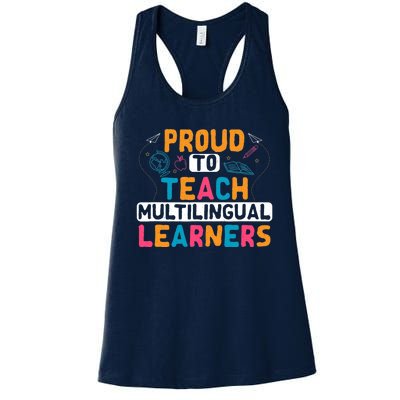 Multilingual Teacher Linguist Language ESL Teaching Women's Racerback Tank