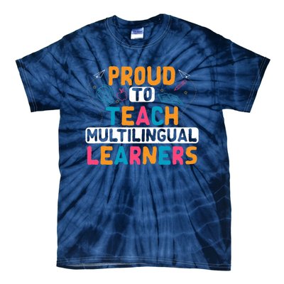 Multilingual Teacher Linguist Language ESL Teaching Tie-Dye T-Shirt