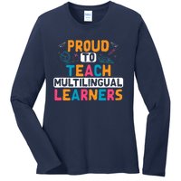 Multilingual Teacher Linguist Language ESL Teaching Ladies Long Sleeve Shirt