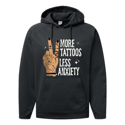 More Tattoos Less Anxiety Sublimation Tattooed Performance Fleece Hoodie