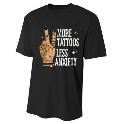 More Tattoos Less Anxiety Sublimation Tattooed Performance Sprint T-Shirt