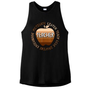 Motivate Teach Love Inspire Teacher Black History Month Gift Ladies PosiCharge Tri-Blend Wicking Tank