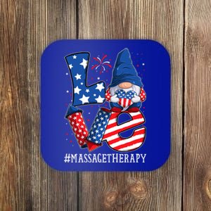 Massage Therapy Love 4th Of July Gnome Usa Patriotic Gift Coaster