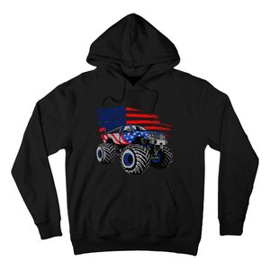 Monster Truck Lover American Flag Racing USA Patriotic Hoodie