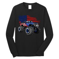 Monster Truck Lover American Flag Racing USA Patriotic Long Sleeve Shirt