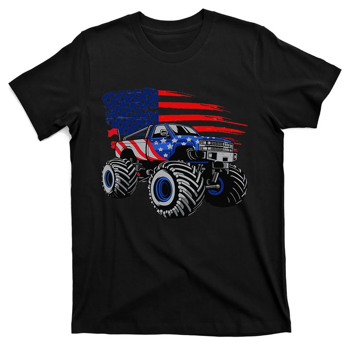 Monster Truck Lover American Flag Racing USA Patriotic T-Shirt