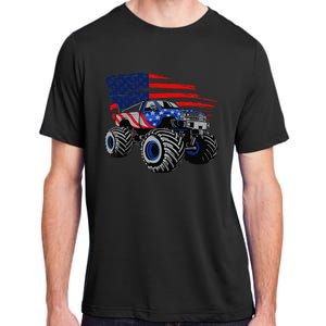 Monster Truck Lover American Flag Racing USA Patriotic Adult ChromaSoft Performance T-Shirt