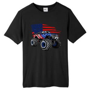 Monster Truck Lover American Flag Racing USA Patriotic Tall Fusion ChromaSoft Performance T-Shirt