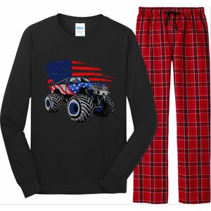 Monster Truck Lover American Flag Racing USA Patriotic Long Sleeve Pajama Set