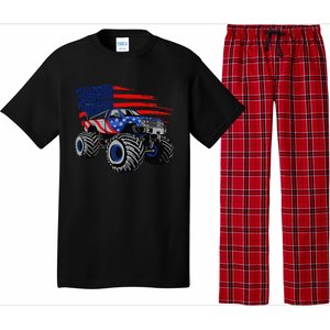 Monster Truck Lover American Flag Racing USA Patriotic Pajama Set