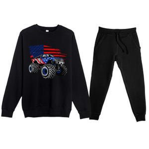 Monster Truck Lover American Flag Racing USA Patriotic Premium Crewneck Sweatsuit Set