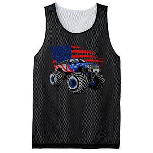 Monster Truck Lover American Flag Racing USA Patriotic Mesh Reversible Basketball Jersey Tank