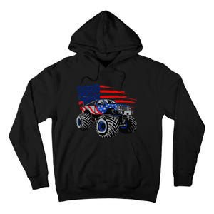 Monster Truck Lover American Flag Racing USA Patriotic Tall Hoodie