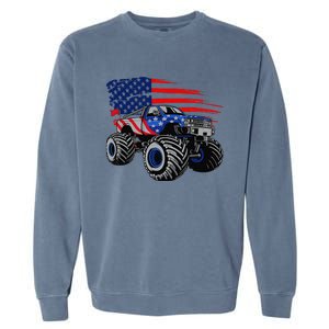 Monster Truck Lover American Flag Racing USA Patriotic Garment-Dyed Sweatshirt